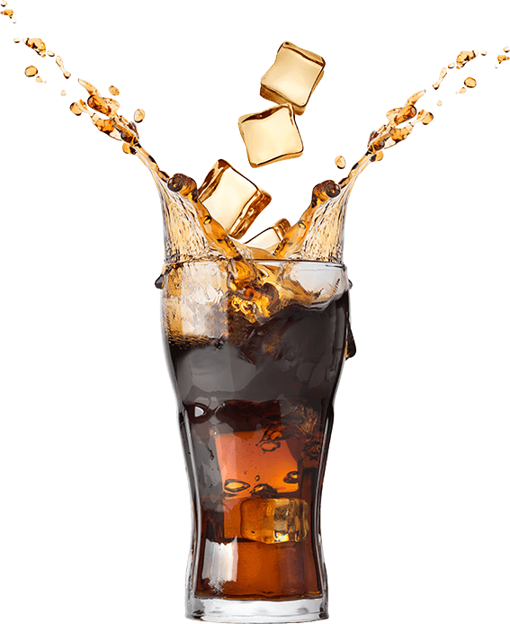 cola with ice cubes